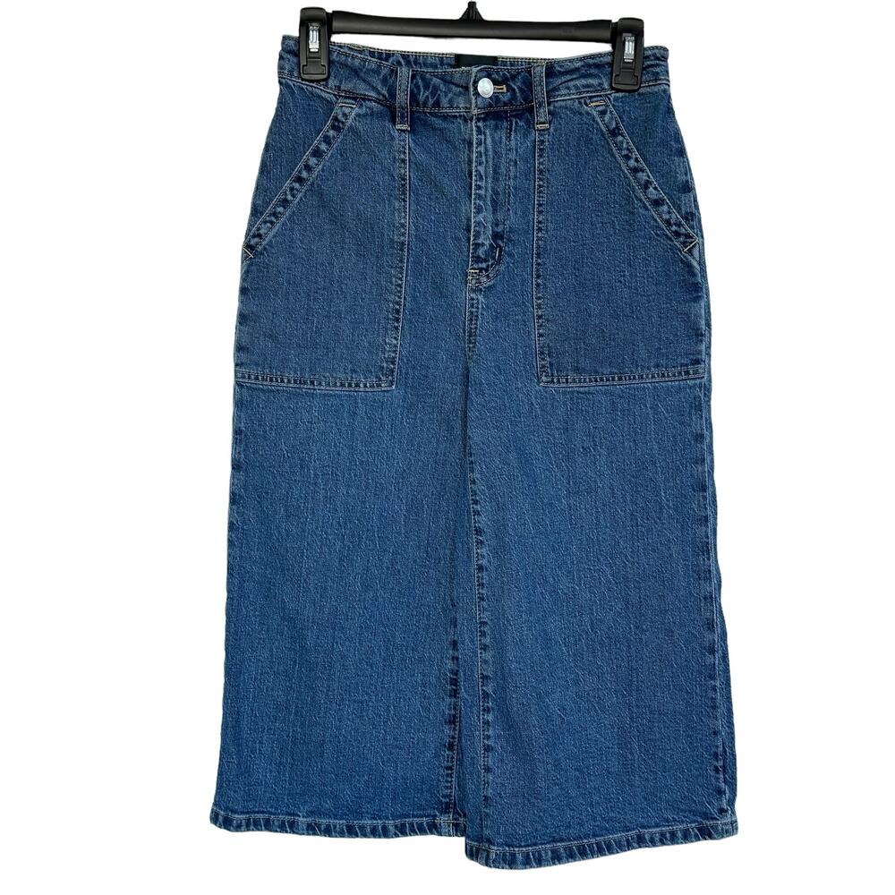 Maeve by Anthropologie SZ 27 Wide Leg Crop Jeans High-Rise Zip-Fly Pockets Blue